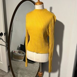 Forever 21 yellow ribbed mock neck long sleeve